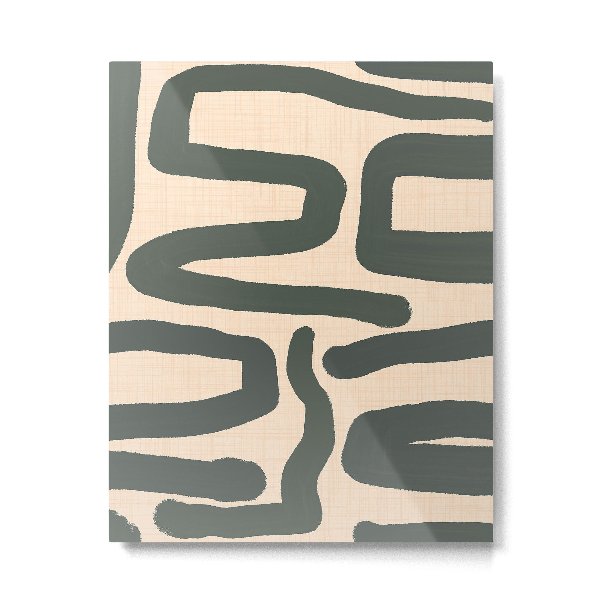 Abstract Retro Maze - Mid Century Modern Lines Green  Metal Print Gallery Image 6