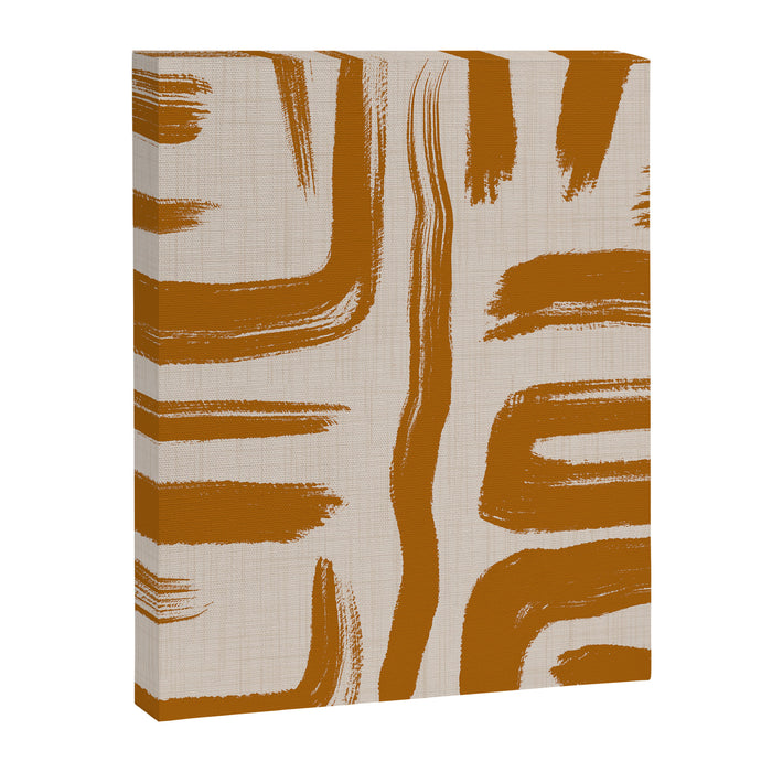 Amber Brushstrokes - Abstract Mid Century Modern Canvas Print Gallery Image 1