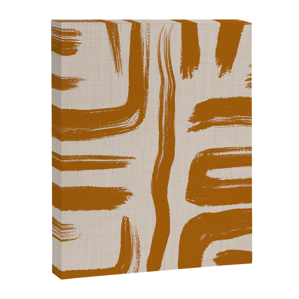 Amber Brushstrokes - Abstract Mid Century Modern Canvas Print Gallery Image 8
