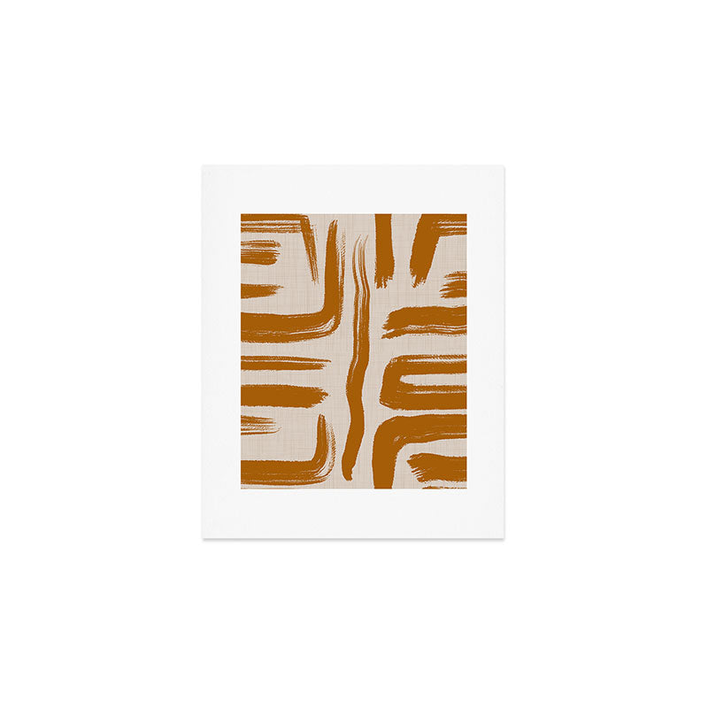 Amber Brushstrokes - Abstract Mid Century Modern Art Print Gallery Image 1
