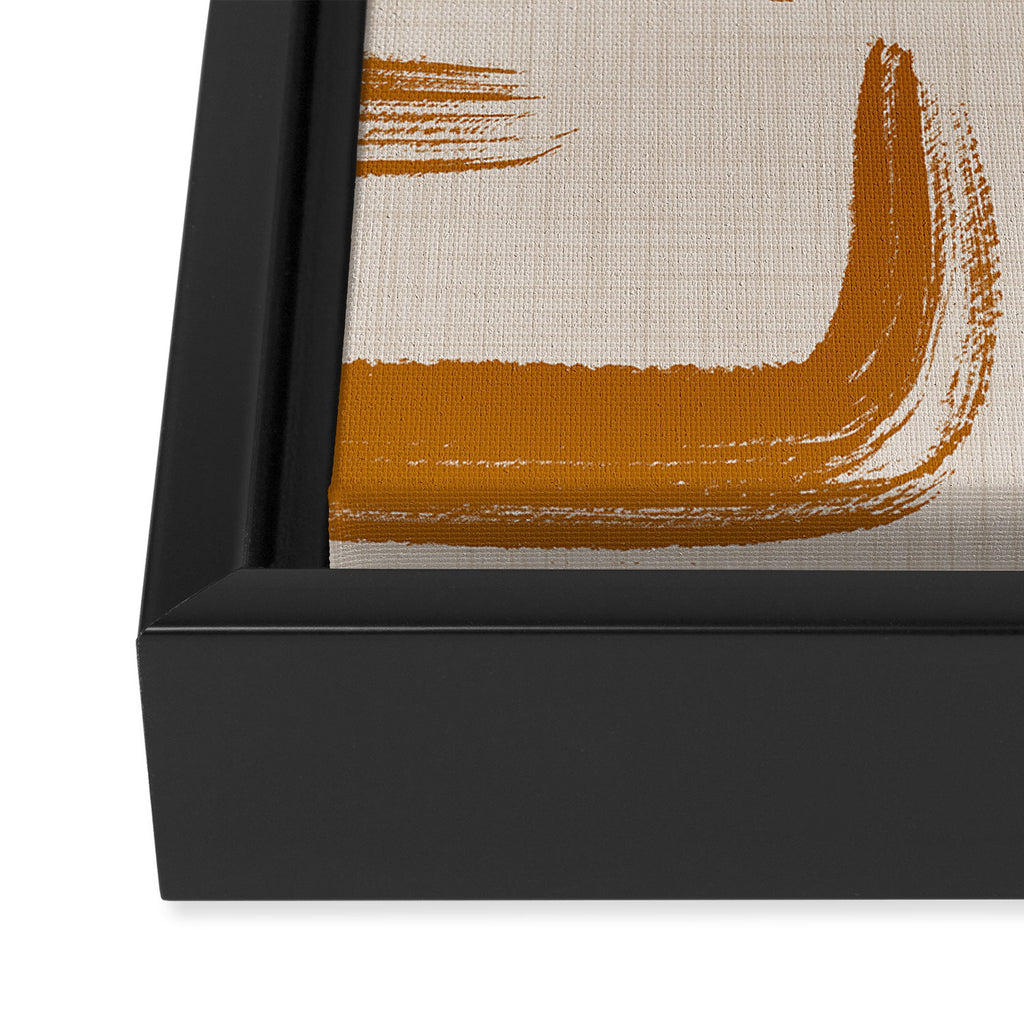 Amber Brushstrokes - Abstract Mid Century Modern Framed Canvas Print Gallery Image 3