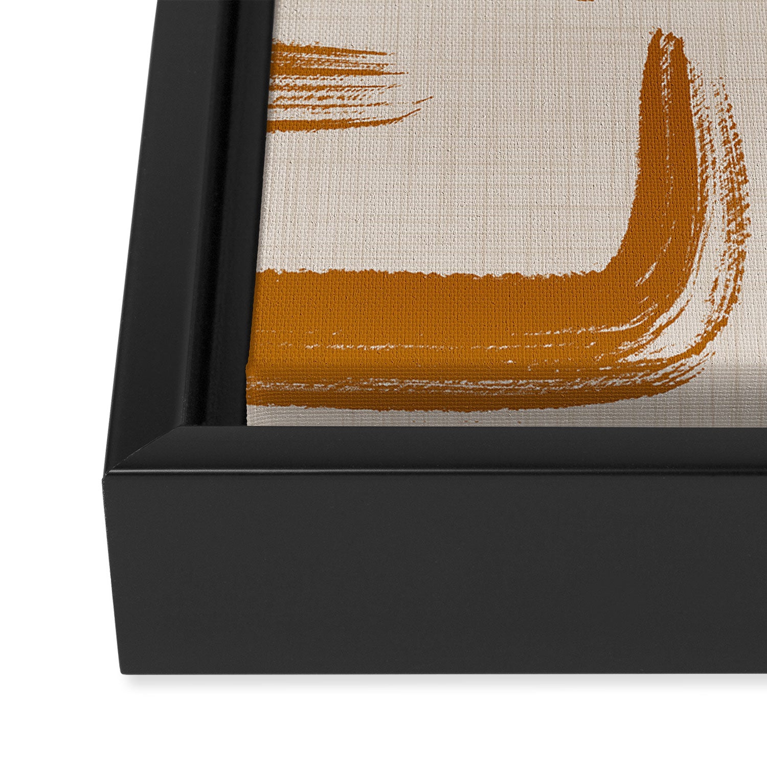 Amber Brushstrokes - Abstract Mid Century Modern Framed Canvas Print Gallery Image 3