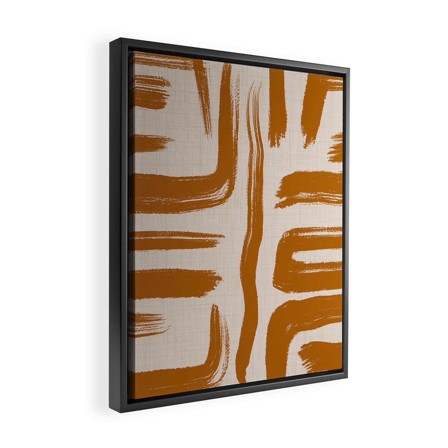 Amber Brushstrokes - Abstract Mid Century Modern Framed Canvas Print Gallery Image 2