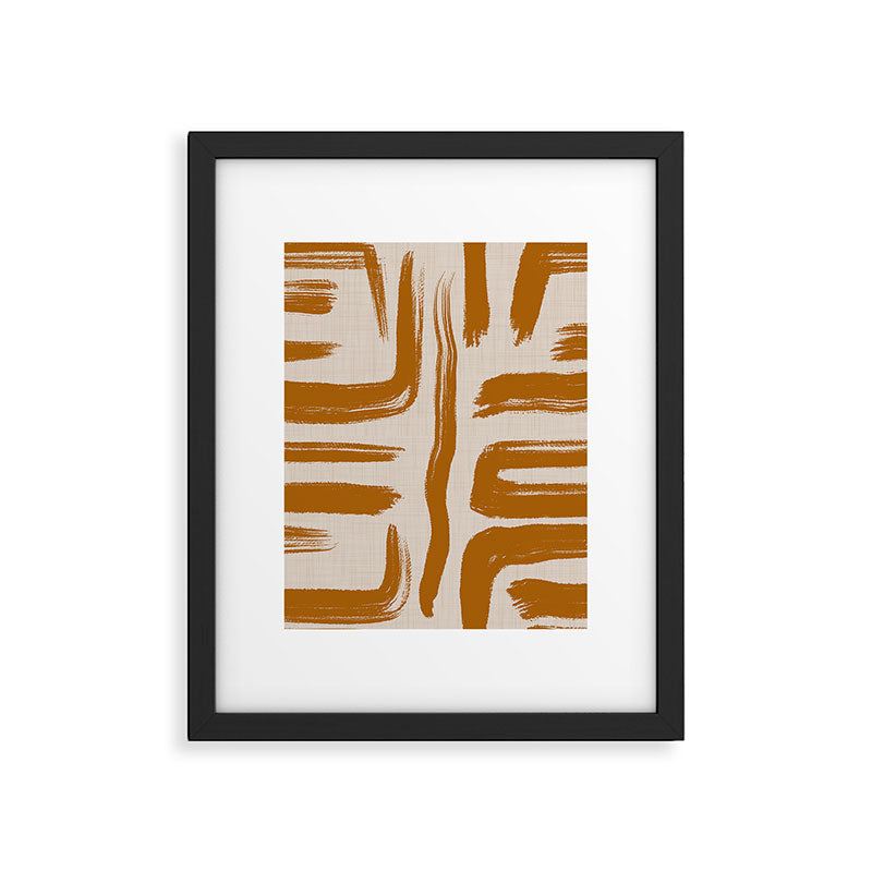 Amber Brushstrokes - Abstract Mid Century Modern Framed Art Print Gallery Image 6