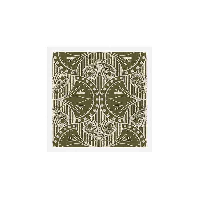 Art Nouveau Butterfly Floral - Olive Drab Art Print Gallery Image 1