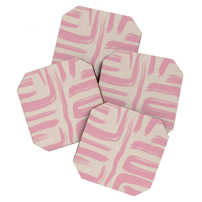 Blush Brushstrokes - Abstract Mid Century Modern Coaster Gallery Image 1