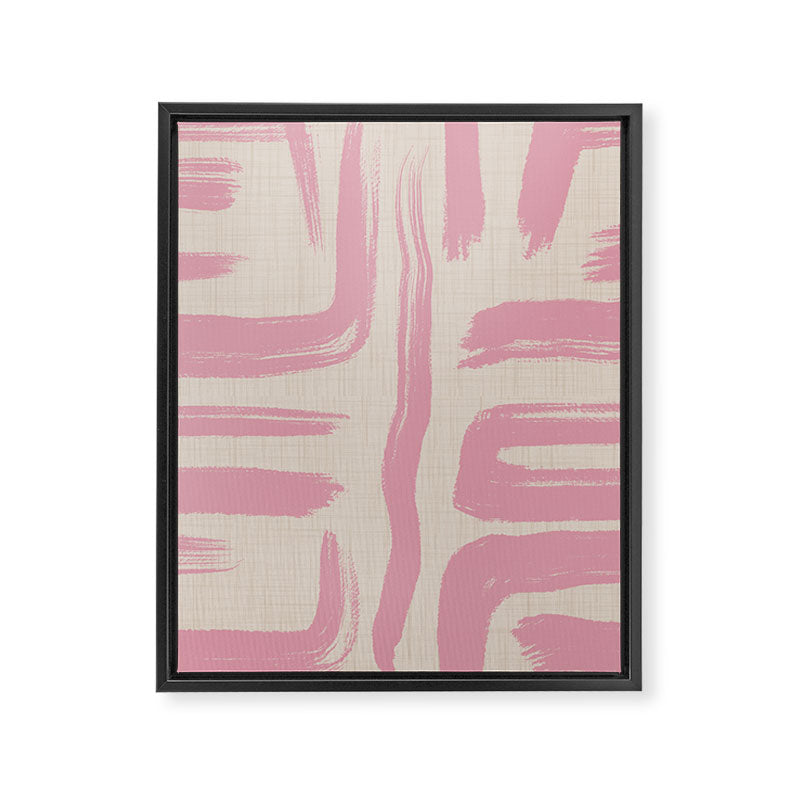 Blush Brushstrokes - Abstract Mid Century Modern Framed Canvas Print Gallery Image 8