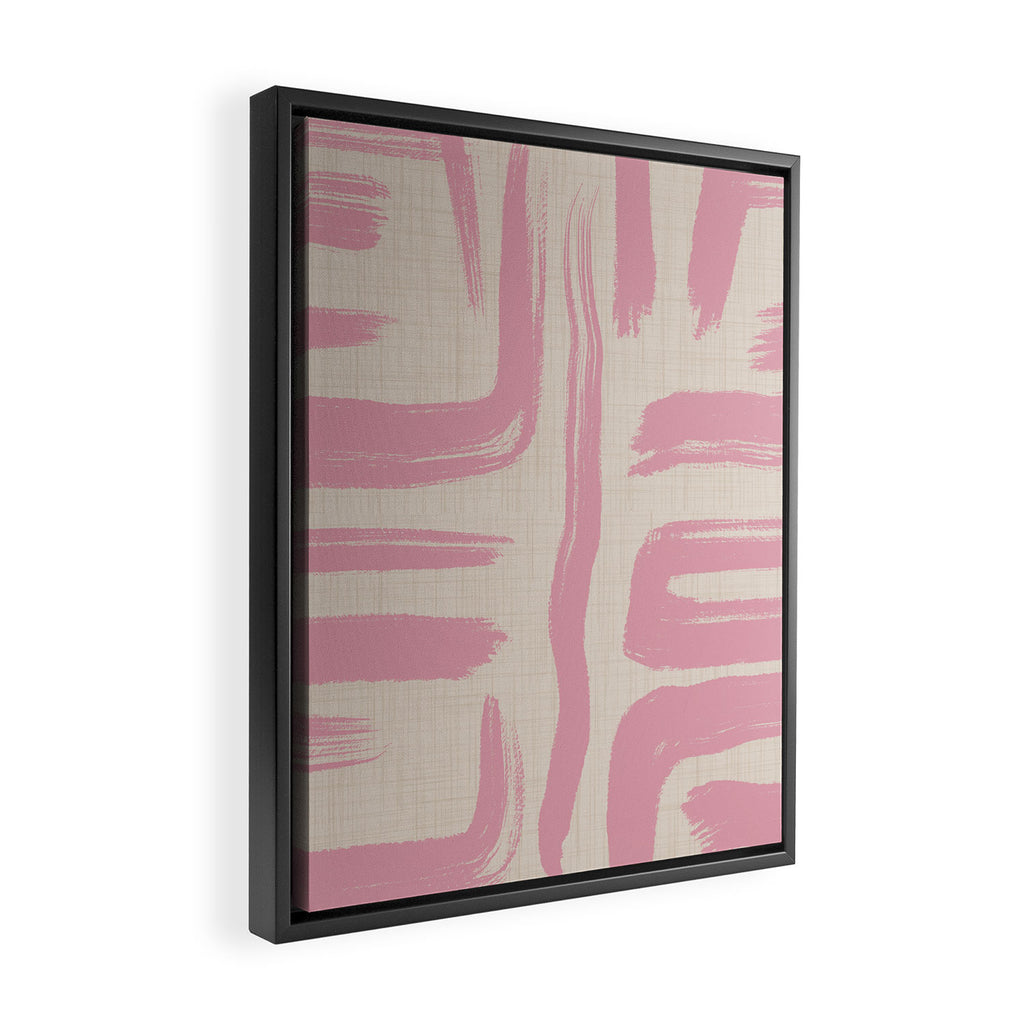Blush Brushstrokes - Abstract Mid Century Modern Framed Canvas Print Gallery Image 2