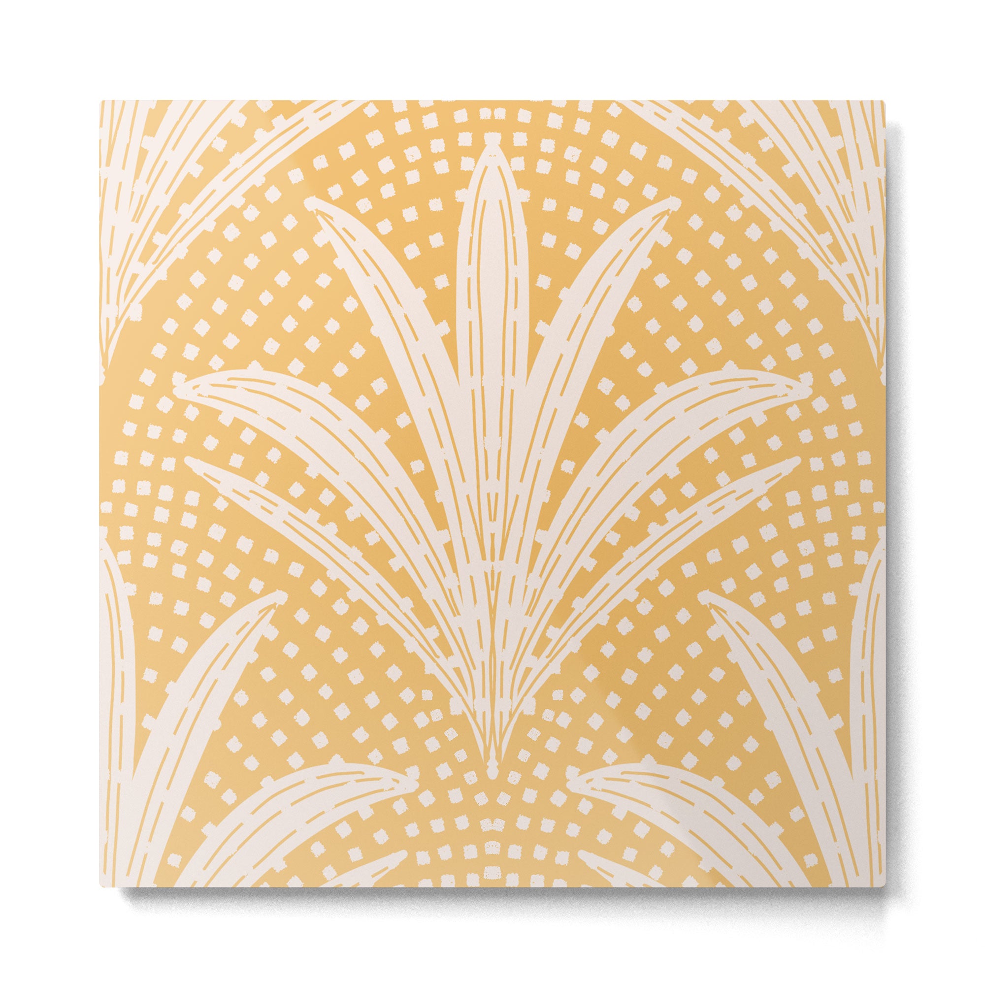 Boho Rustic Palm Radiance Butter Yellow Metal Print Gallery Image 2