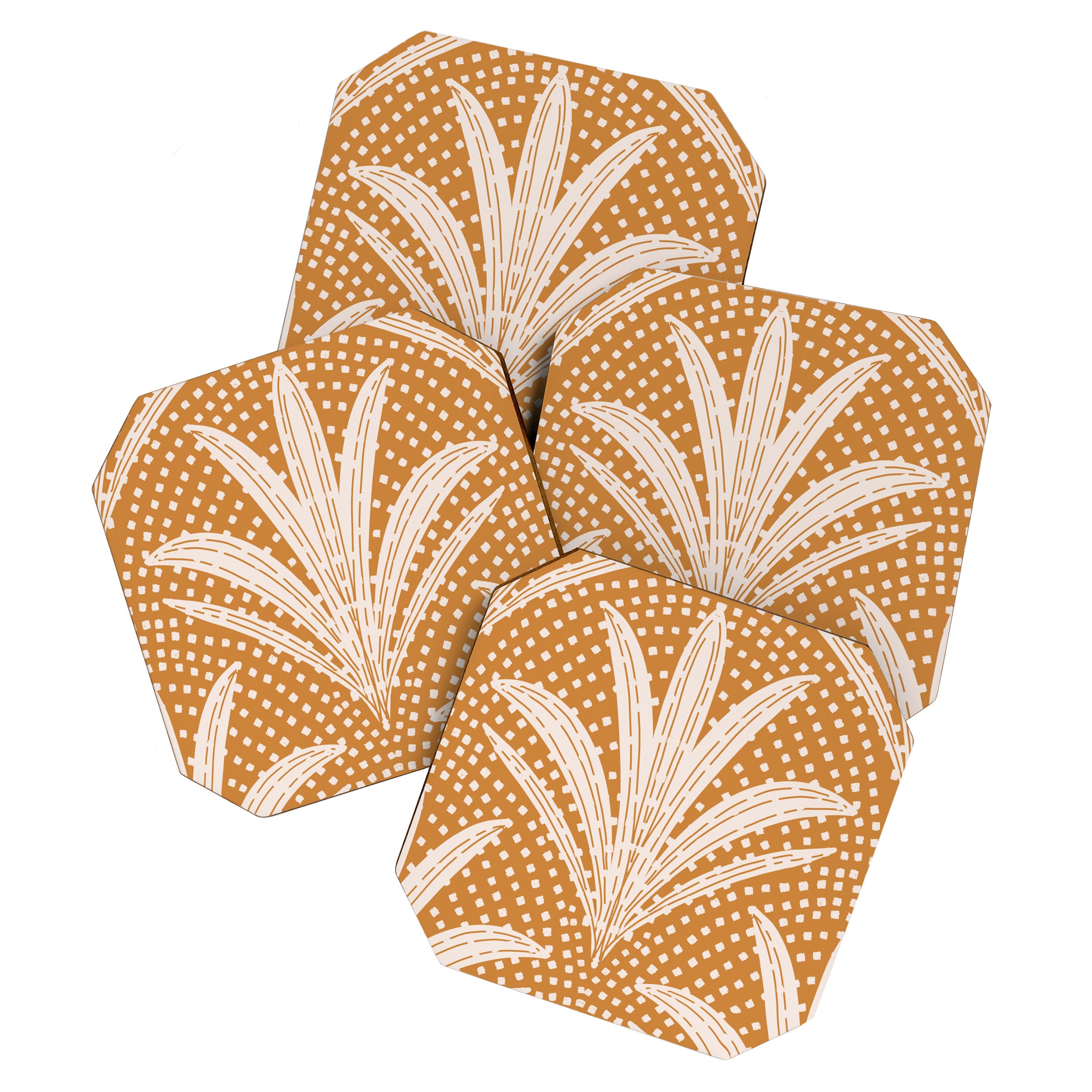 Boho Rustic Palm Radiance Caramel Brown Coaster Gallery Image 1