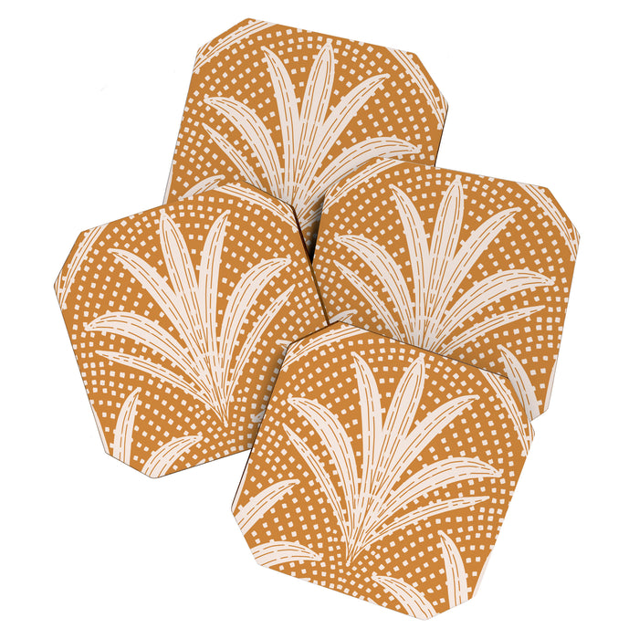 Boho Rustic Palm Radiance Caramel Brown Coaster Gallery Image 1