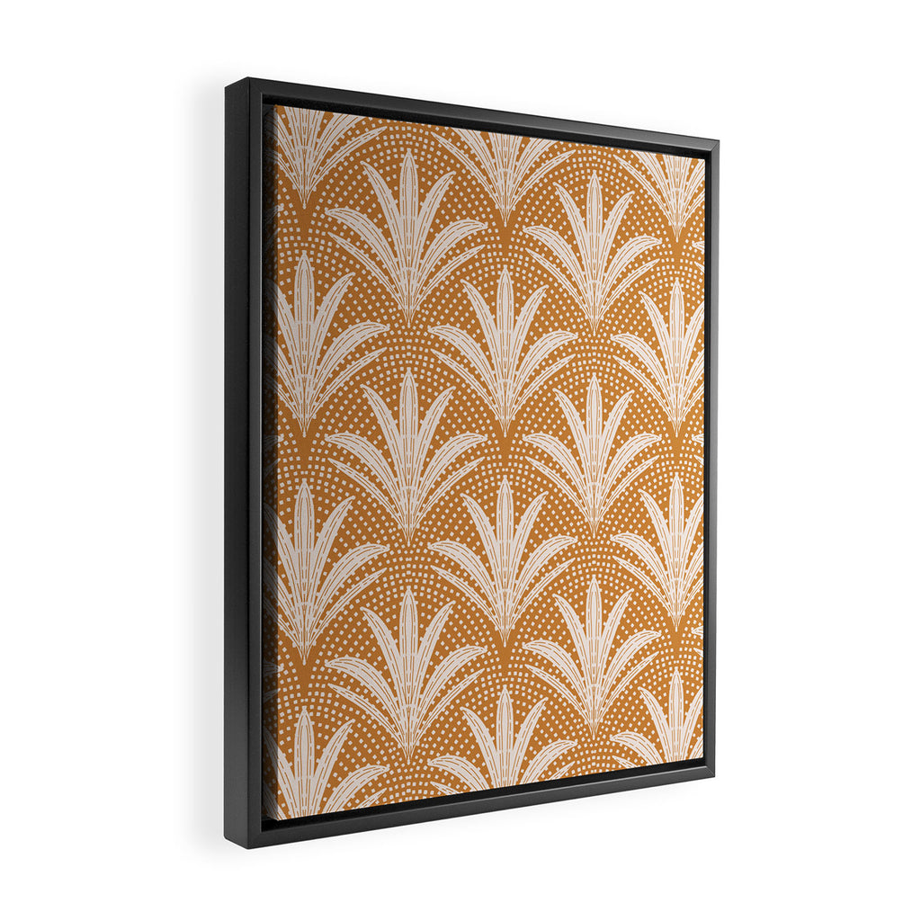 Boho Rustic Palm Radiance Caramel Brown Framed Canvas Print Gallery Image 2