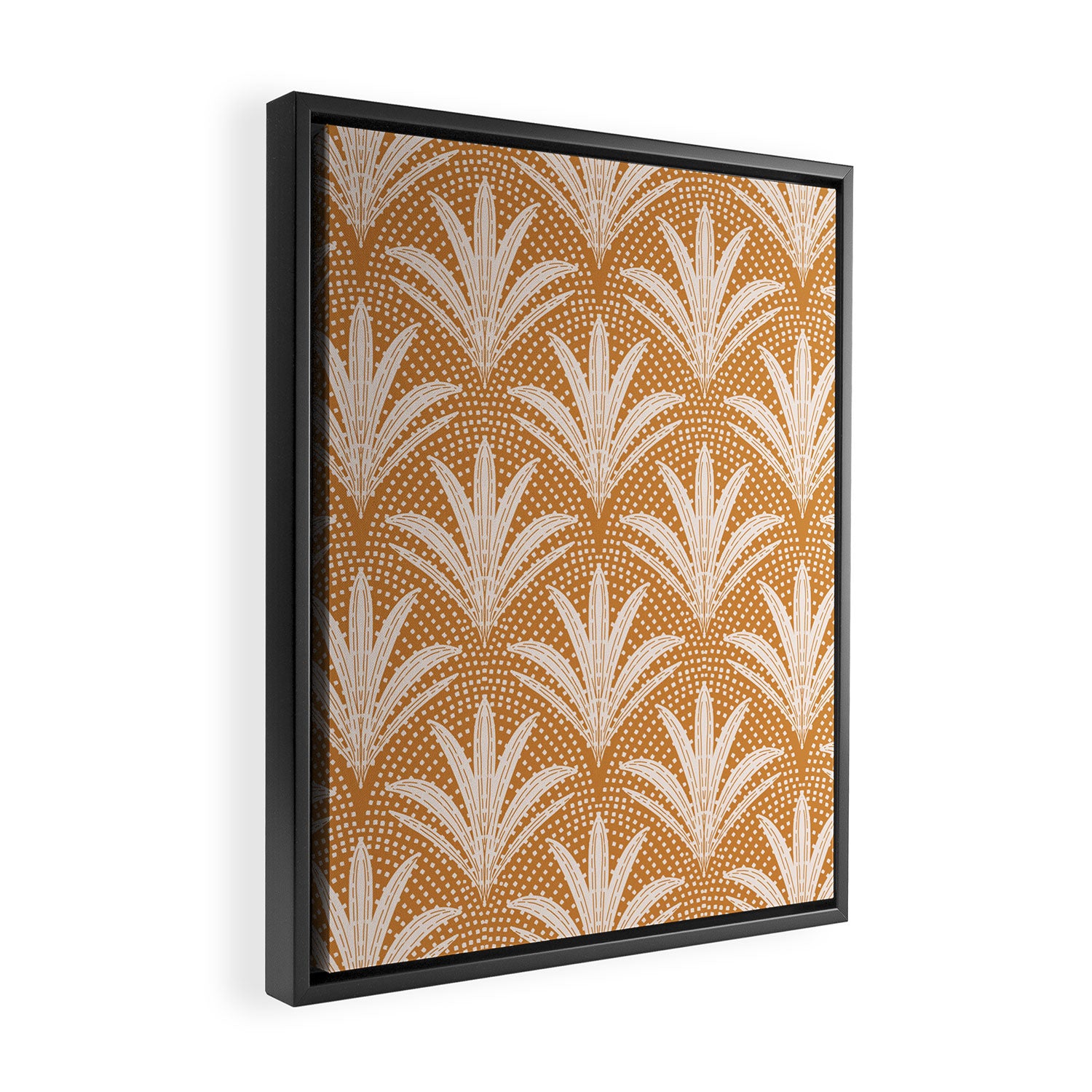 Boho Rustic Palm Radiance Caramel Brown Framed Canvas Print Gallery Image 2