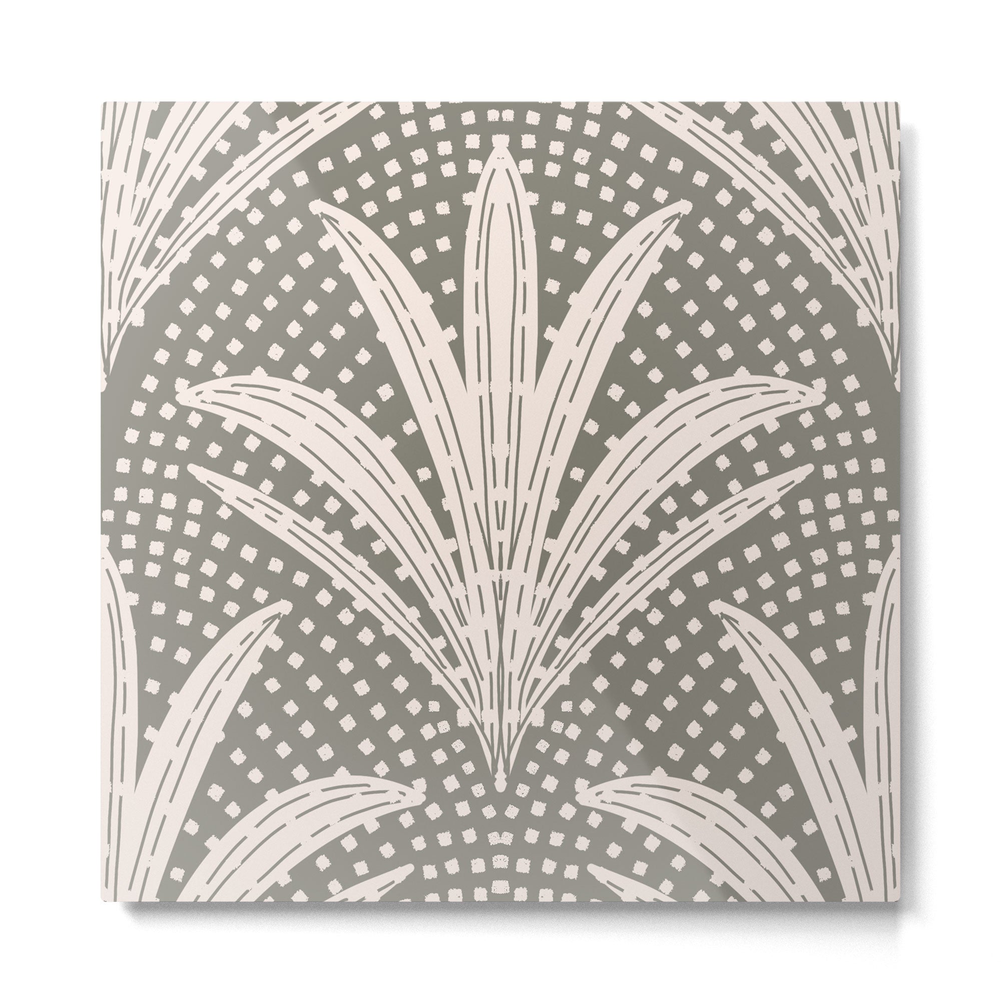 Boho Rustic Palm Radiance Muted Grey Metal Print Gallery Image 2