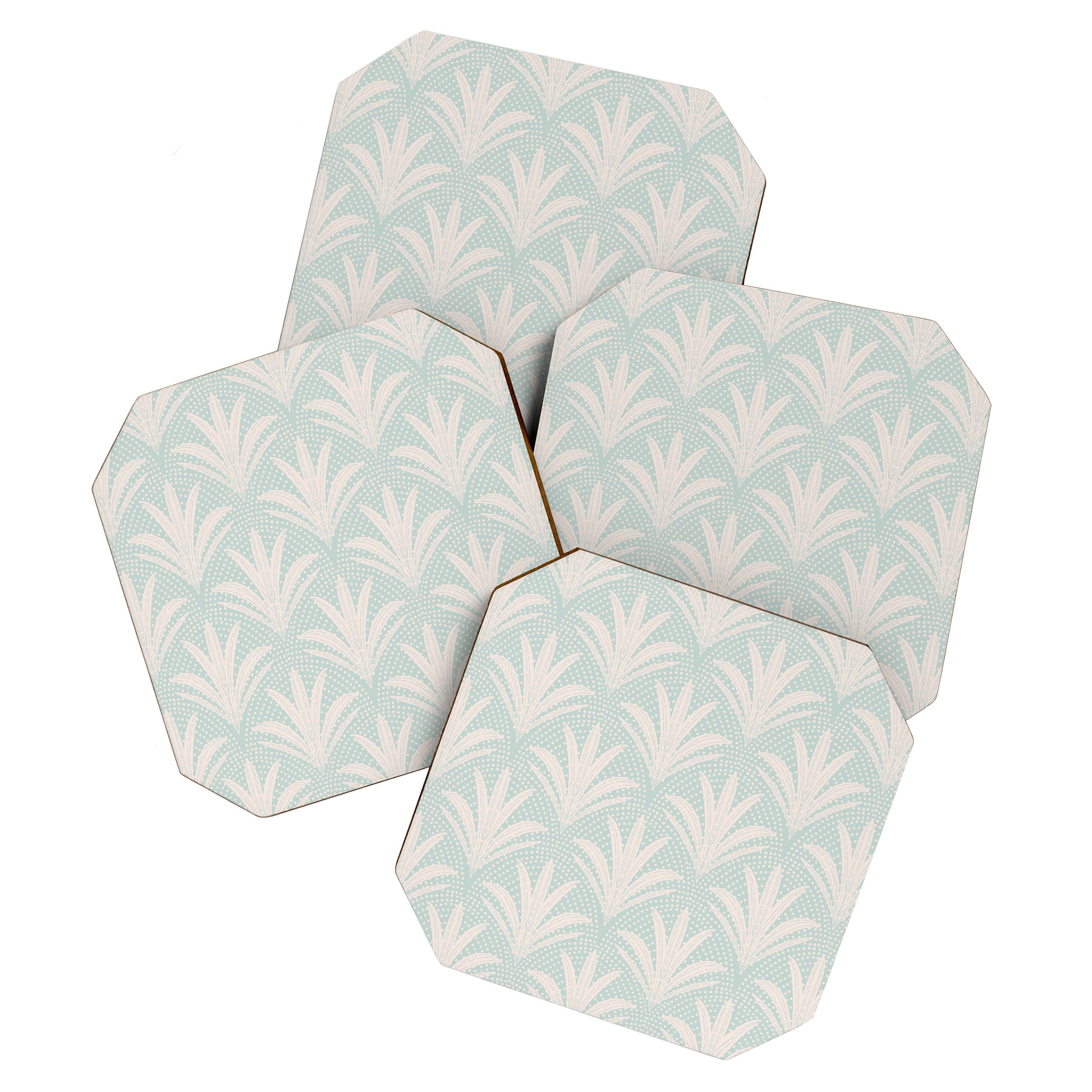 Boho Rustic Palm Radiance Soft Blue Coaster Gallery Image 1