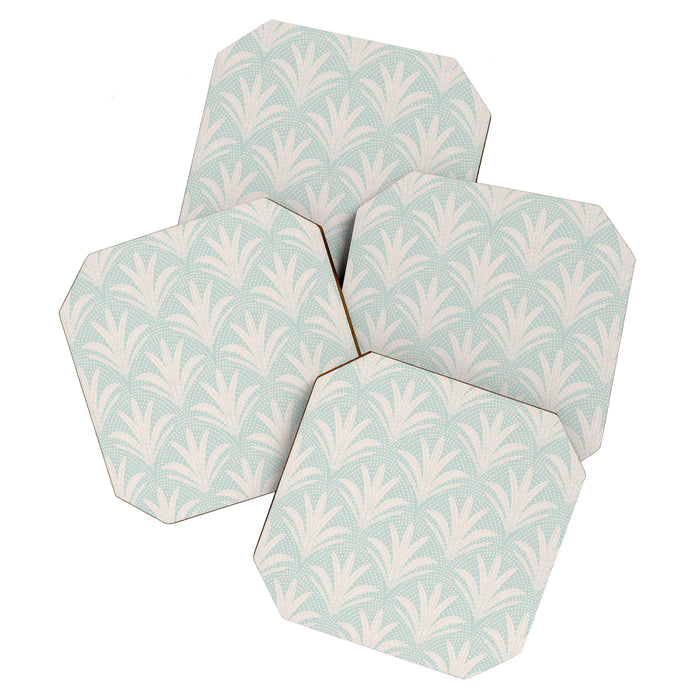 Boho Rustic Palm Radiance Soft Blue Coaster Gallery Image 1