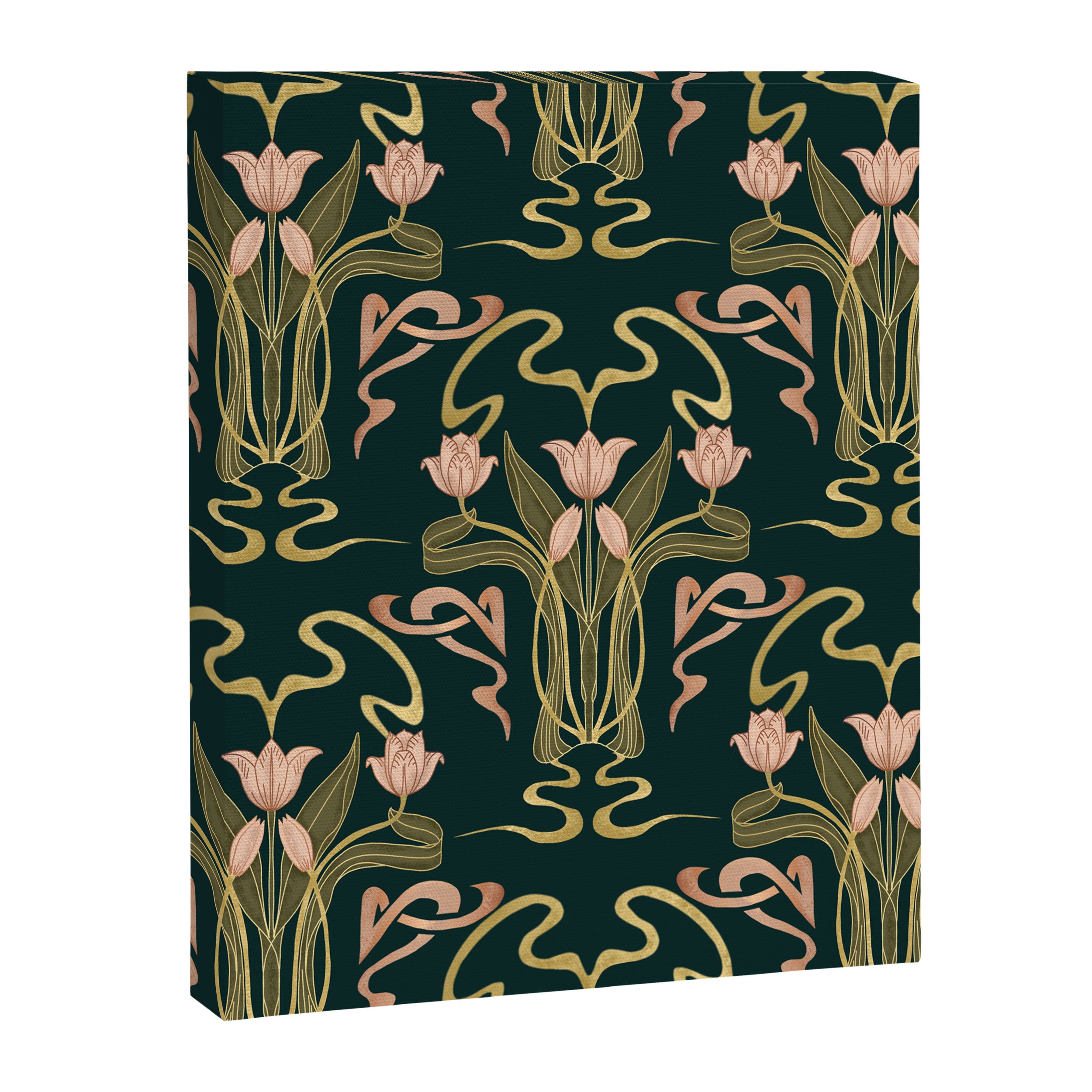 Deco Tulip Bloom - Art Deco Floral Nouveau Deep Forest Canvas Print Gallery Image 8