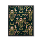 Deco Tulip Bloom - Art Deco Floral Nouveau Deep Forest Framed Canvas Print Gallery Image 8