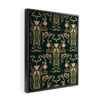 Deco Tulip Bloom - Art Deco Floral Nouveau Deep Forest Framed Canvas Print Gallery Image 2