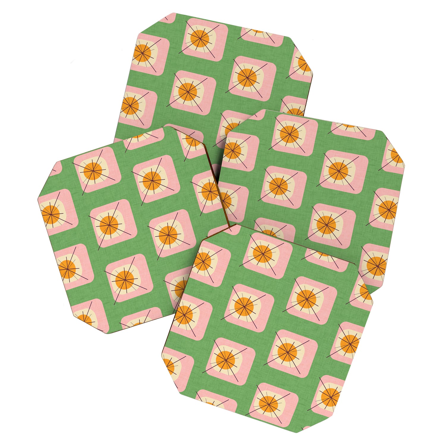 Flower Eggs Green-Pink Coaster Gallery Image 1