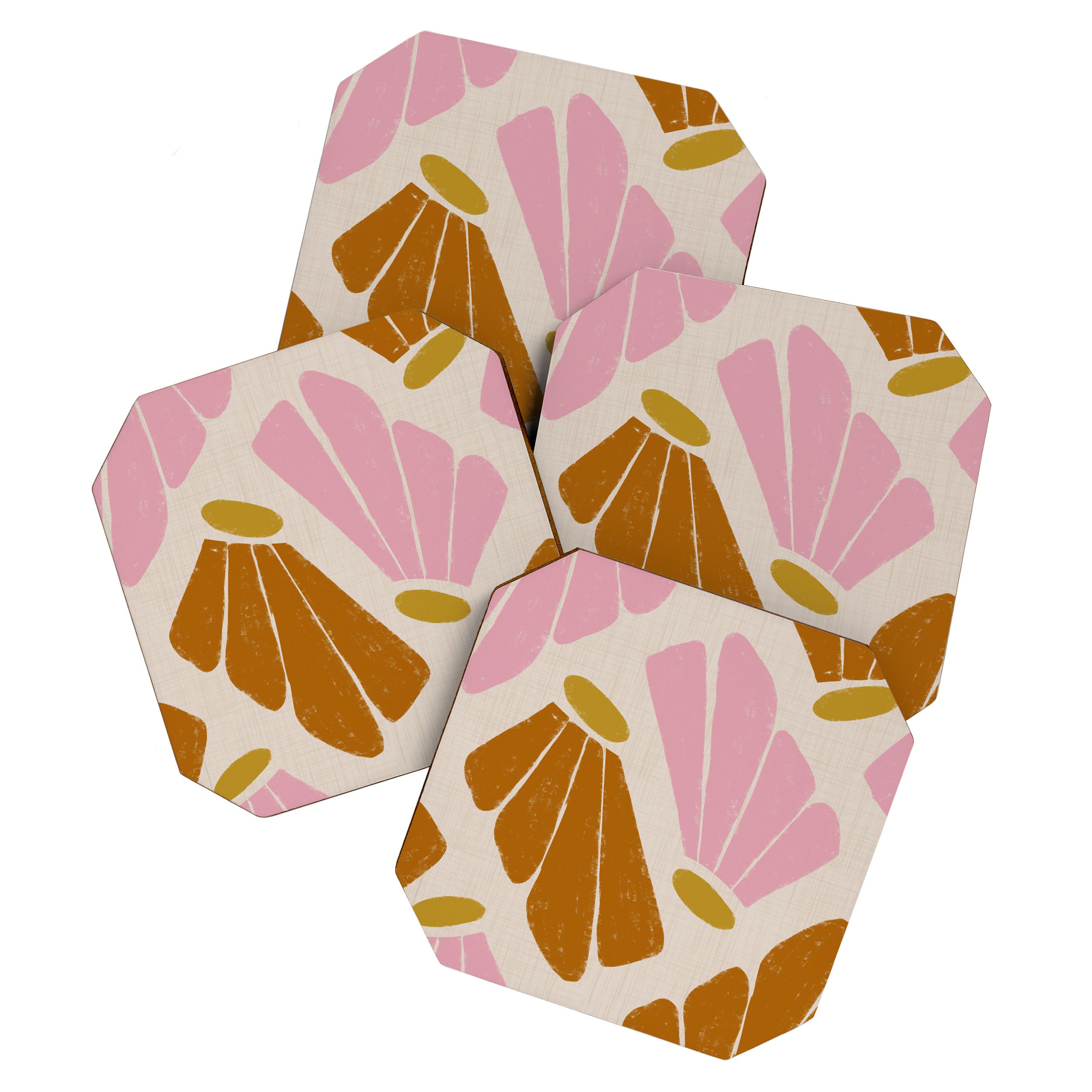 Matisse Inspired Floral Pink Orange Beige  Coaster Gallery Image 1