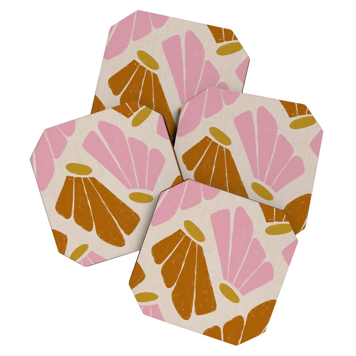 Matisse Inspired Floral Pink Orange Beige  Coaster Gallery Image 1