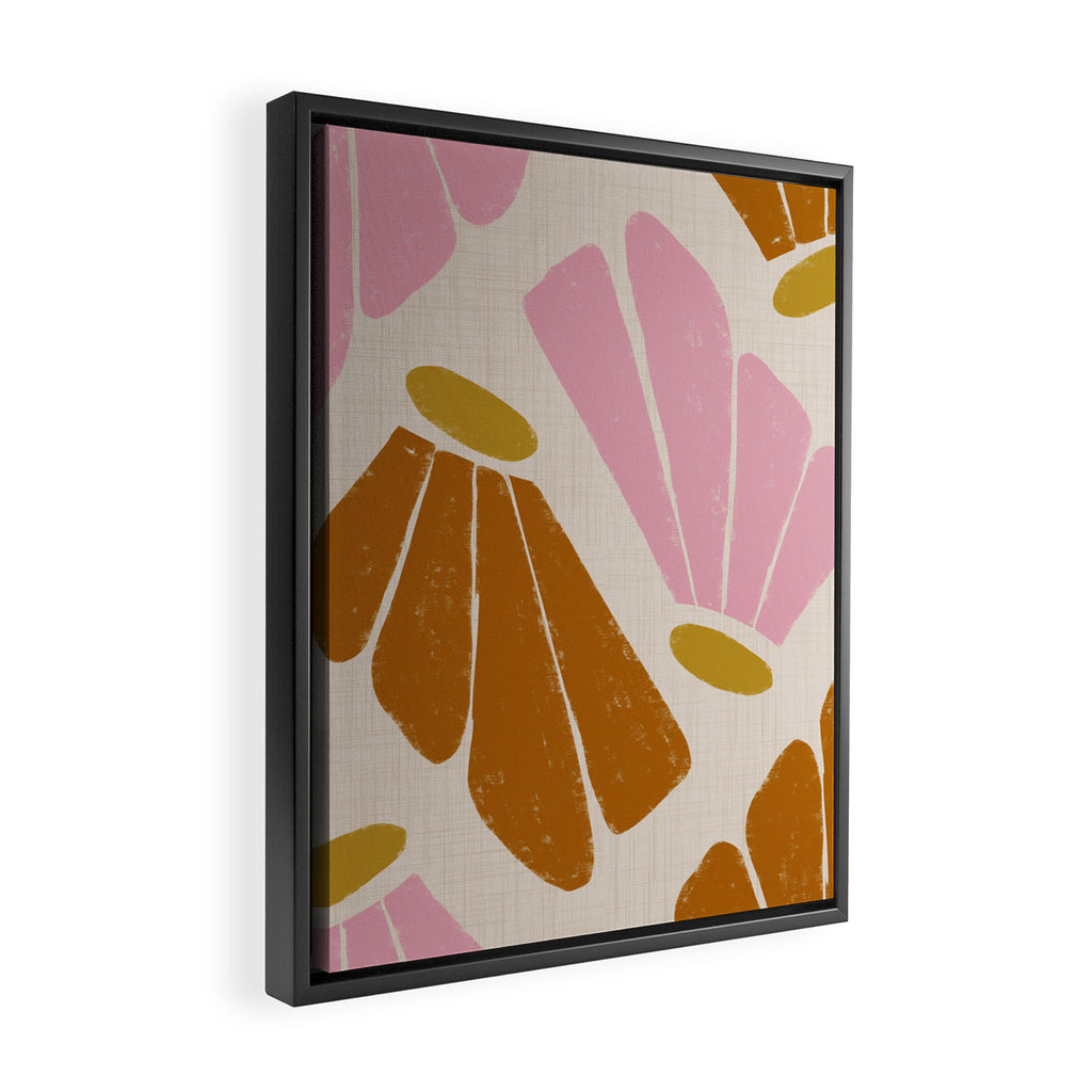 Matisse Inspired Floral Pink Orange Beige  Framed Canvas Print Gallery Image 2