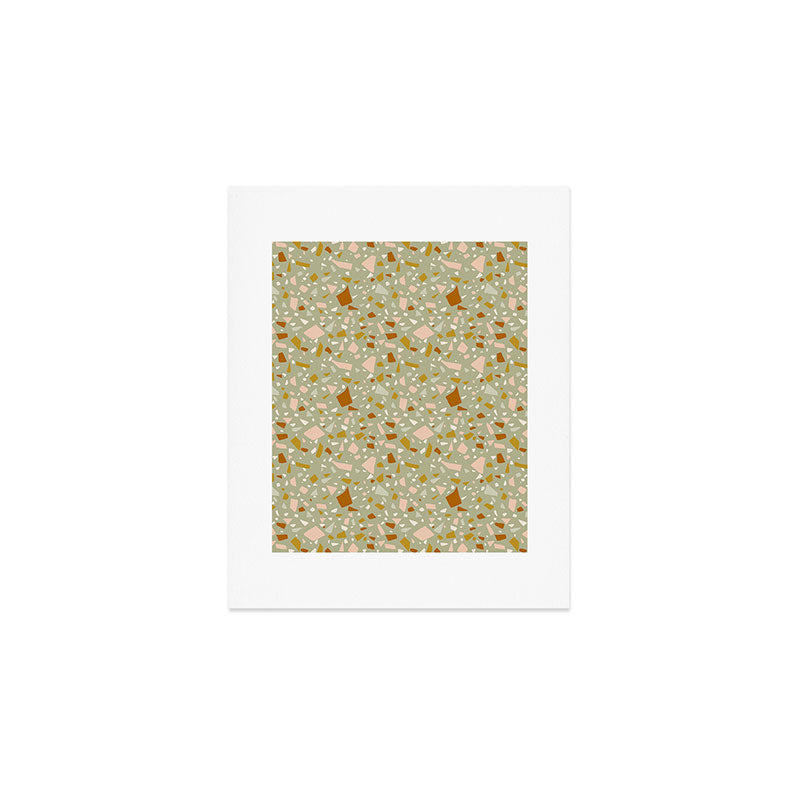 Mediterranean Terrazzo Mosaic Sage Peach Gold  Art Print Gallery Image 1
