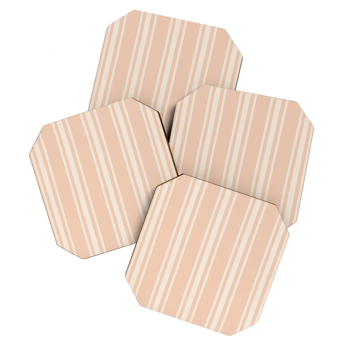 Mediterranean Ticking Stripe Dusty Peach Sand Coaster Gallery Image 1