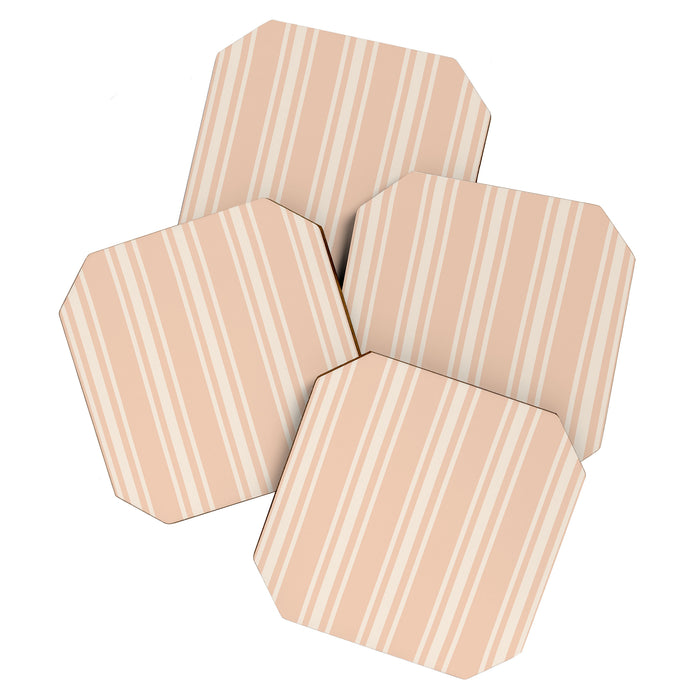 Mediterranean Ticking Stripe Dusty Peach Sand Coaster Gallery Image 1