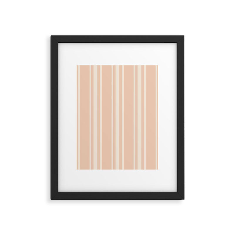 Mediterranean Ticking Stripe Dusty Peach Sand Framed Art Print Gallery Image 6