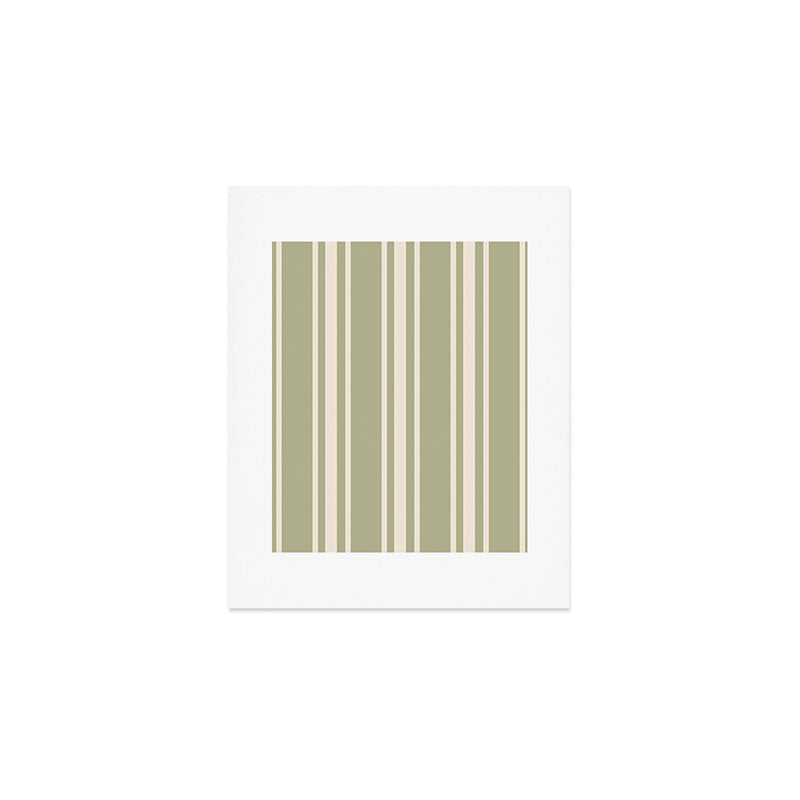 Mediterranean Ticking Stripe Sage Sand  Art Print Gallery Image 1