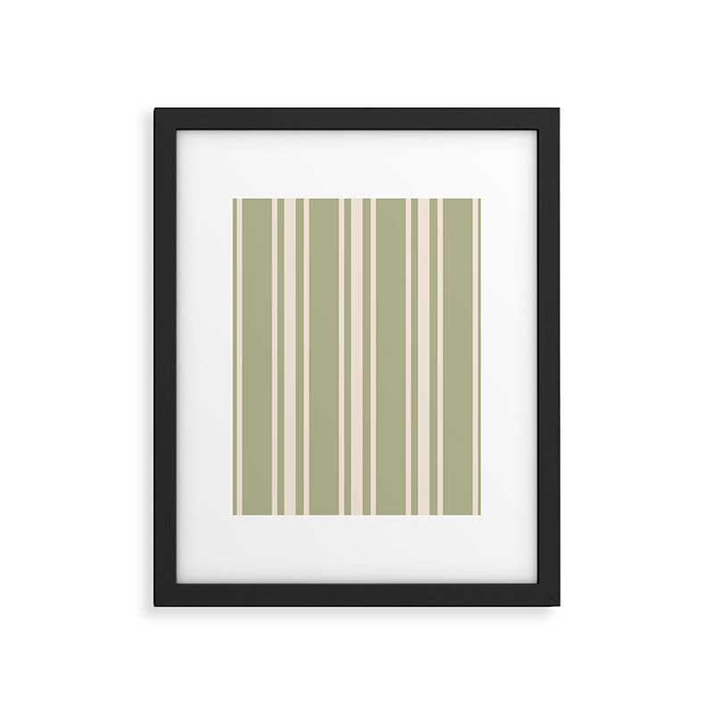 Mediterranean Ticking Stripe Sage Sand  Framed Art Print Gallery Image 6