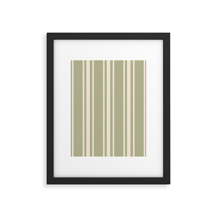 Mediterranean Ticking Stripe Sage Sand  Framed Art Print Gallery Image 1