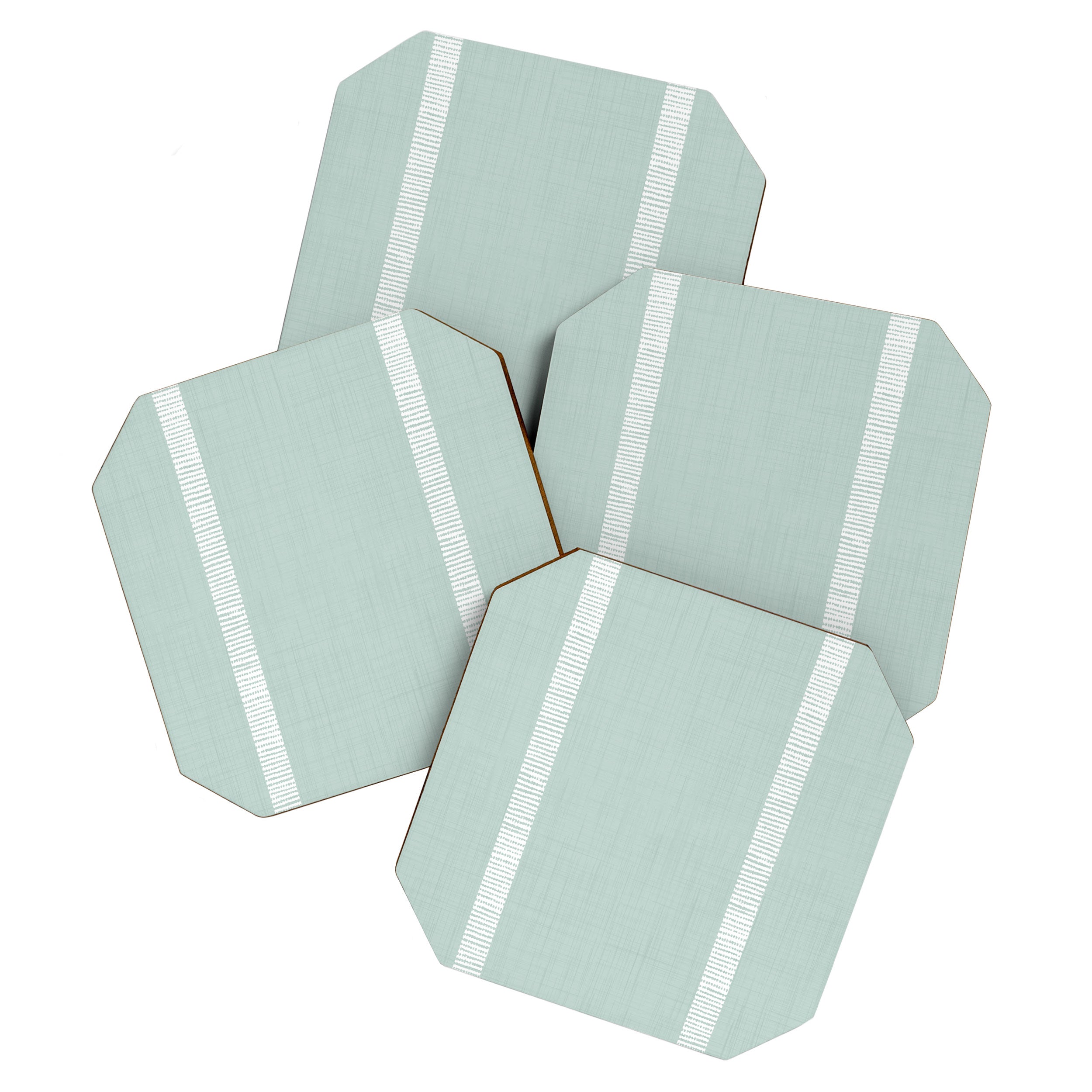 Modern Boho Serenity Stripes Soft Blue Coaster Gallery Image 1