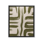 Olive Brushstrokes - Abstract Mid Century Modern Framed Canvas Print Gallery Image 8