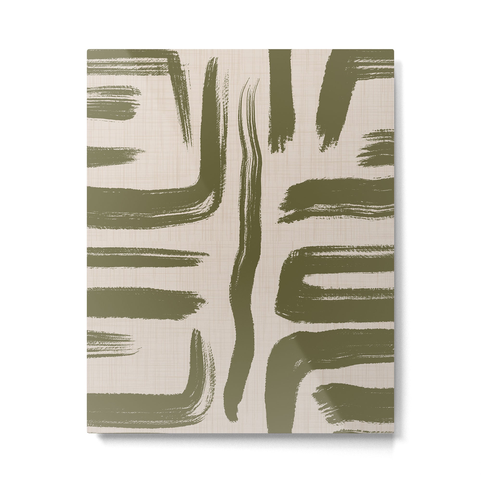 Olive Brushstrokes - Abstract Mid Century Modern Metal Print Gallery Image 6