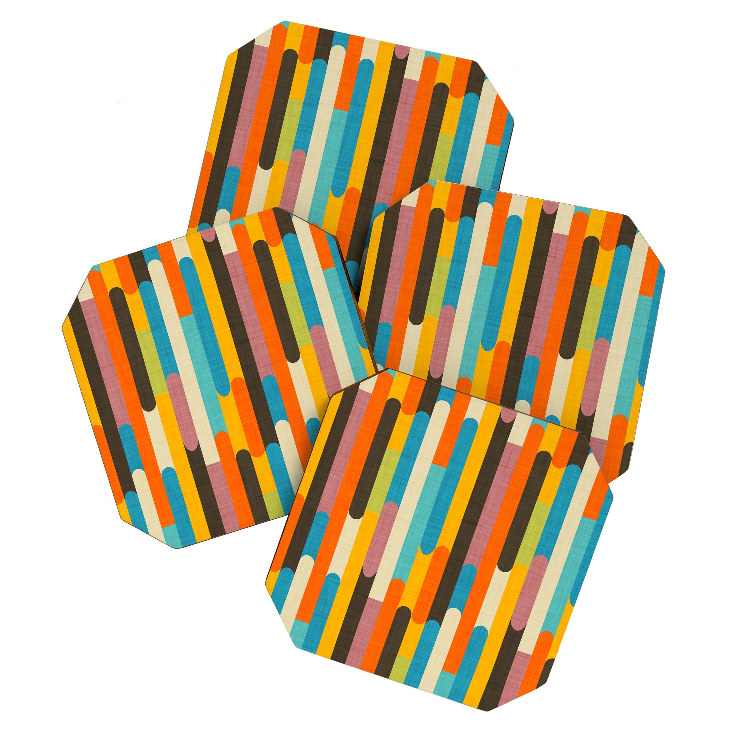 Retro Color Block Popsicle Sticks Orange Coaster Gallery Image 1