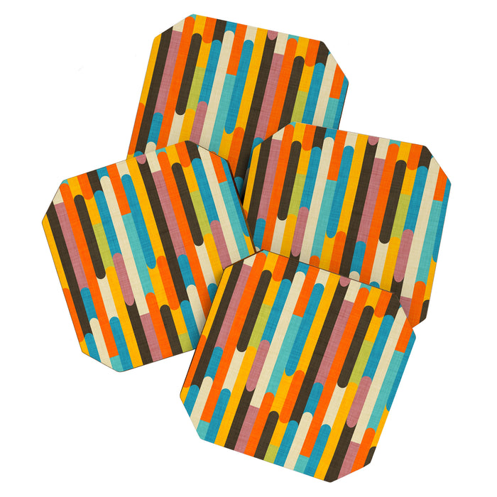 Retro Color Block Popsicle Sticks Orange Coaster Gallery Image 1