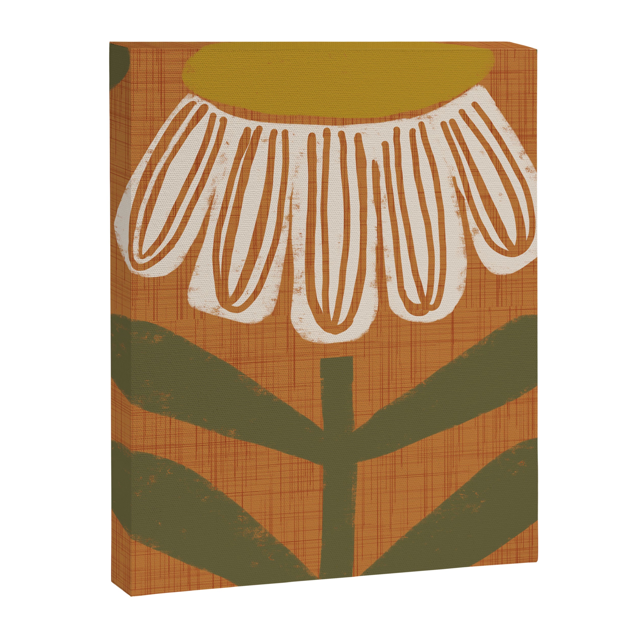 Retro Floral Burnt Orange - Mid Century Modern Daisy Canvas Print Gallery Image 8