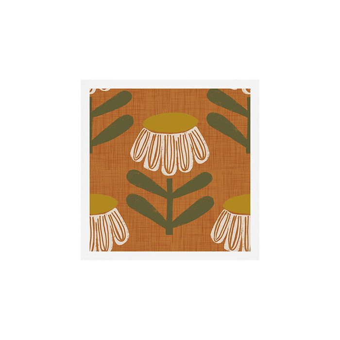 Retro Floral Burnt Orange - Mid Century Modern Daisy Art Print Gallery Image 1