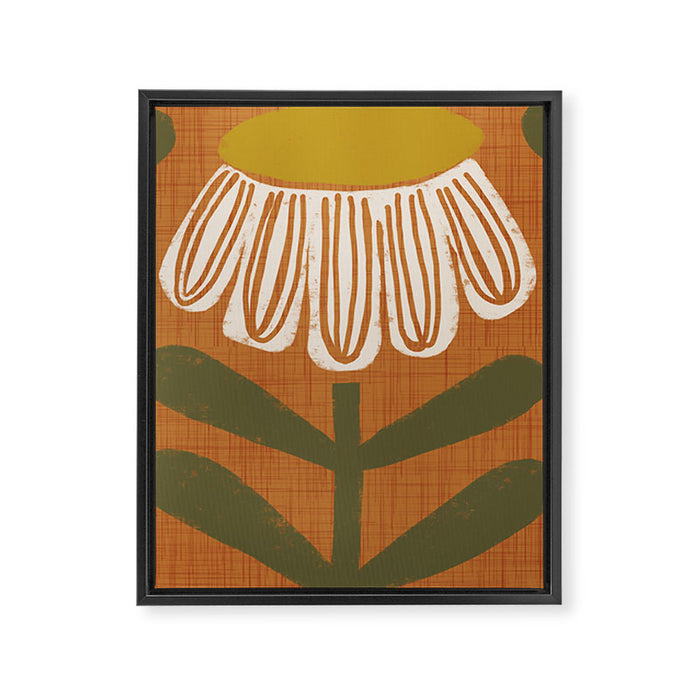 Retro Floral Burnt Orange - Mid Century Modern Daisy Framed Canvas Print Gallery Image 1