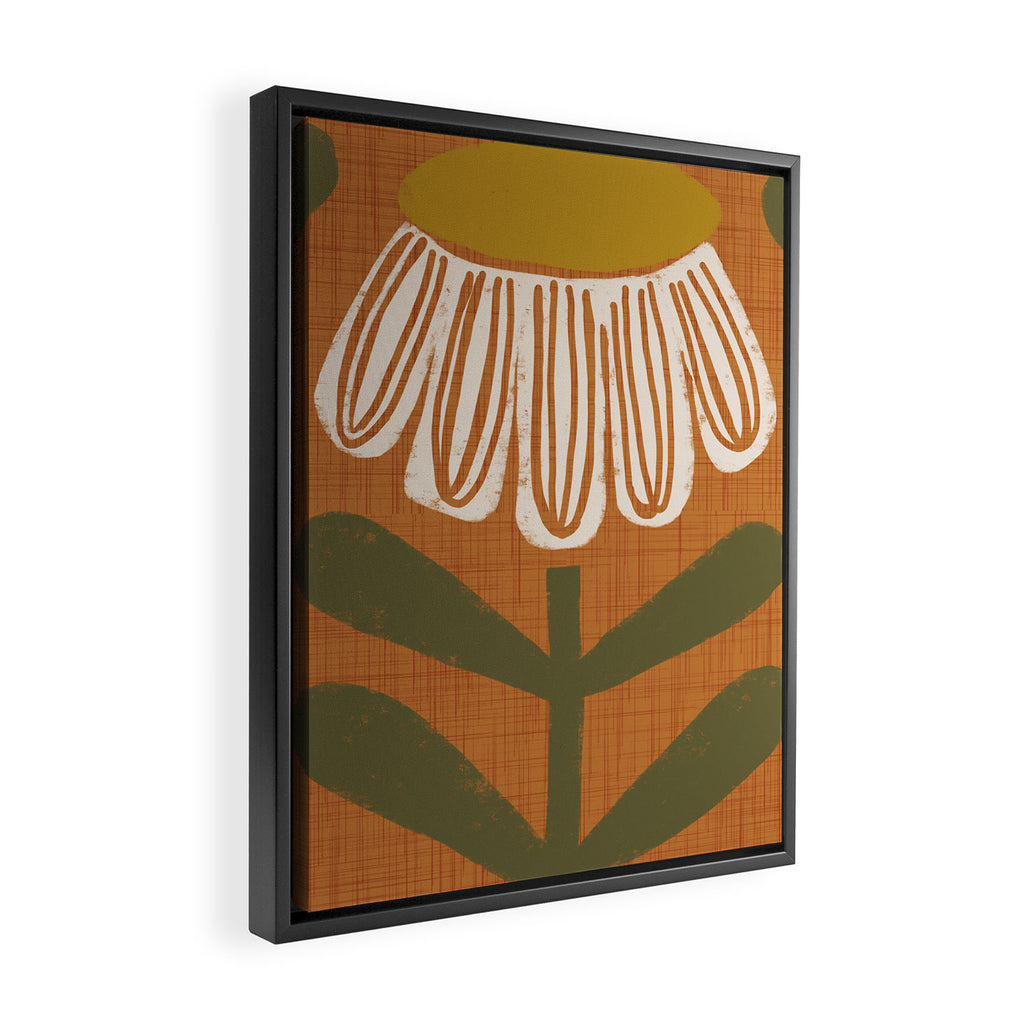 Retro Floral Burnt Orange - Mid Century Modern Daisy Framed Canvas Print Gallery Image 2