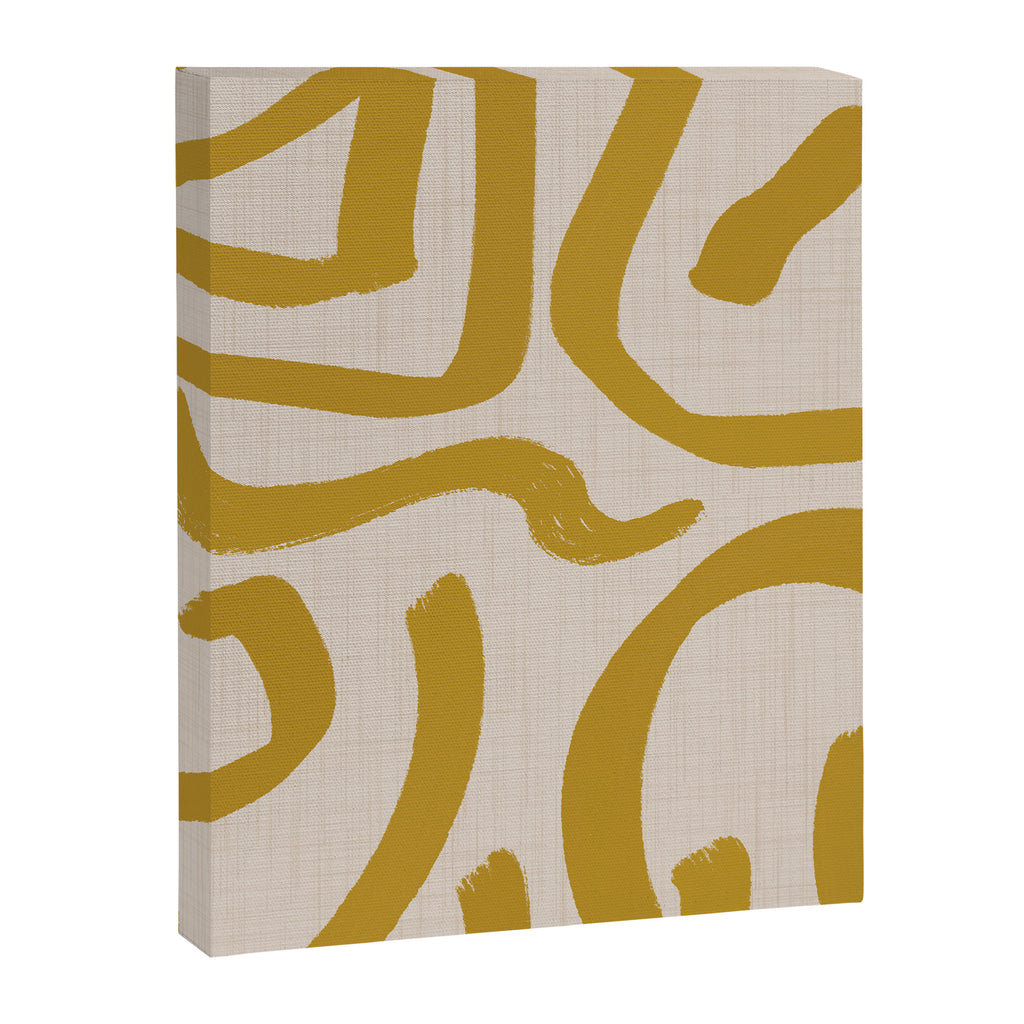 Retro Mustard Scribbles - Abstract Mid Century Brush Canvas Print Gallery Image 8