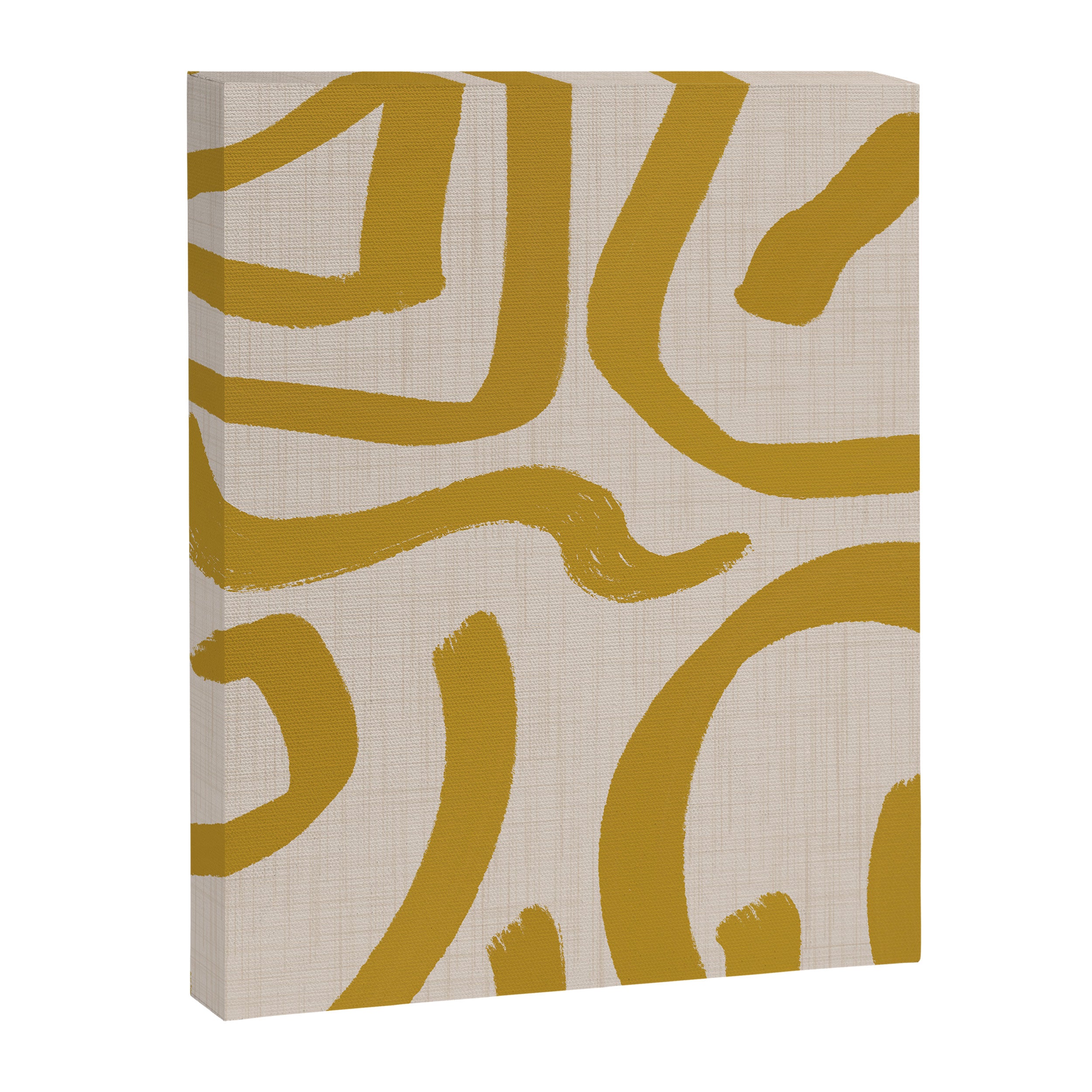 Retro Mustard Scribbles - Abstract Mid Century Brush Canvas Print Gallery Image 8