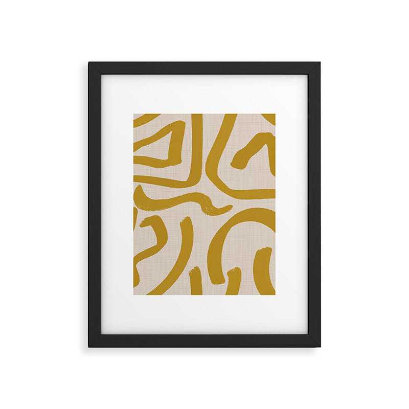 Retro Mustard Scribbles - Abstract Mid Century Brush Framed Art Print Gallery Image 6