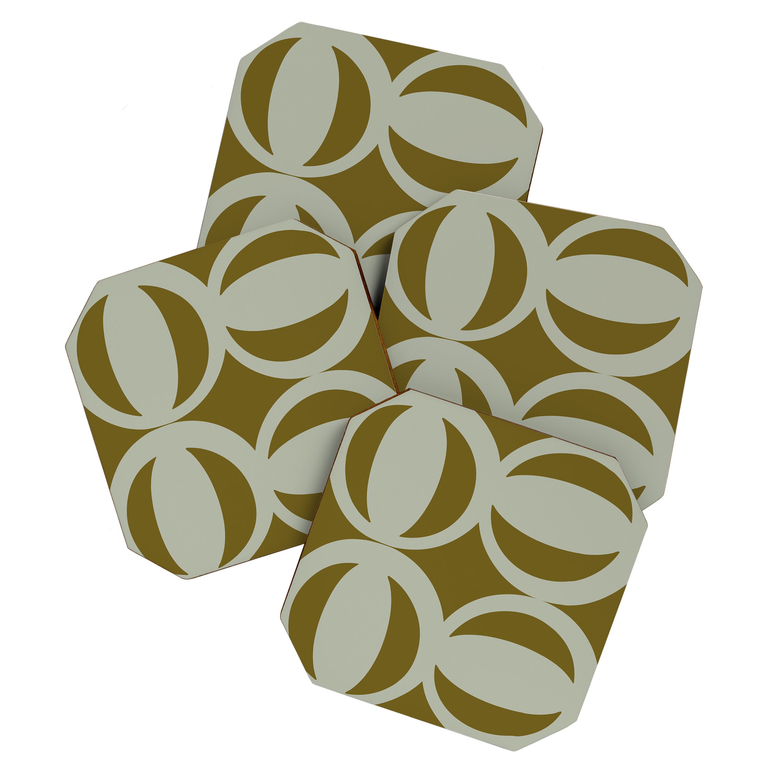 Retro Orbit Brown Olive - Mid Century Modern Geometric Coaster Gallery Image 1
