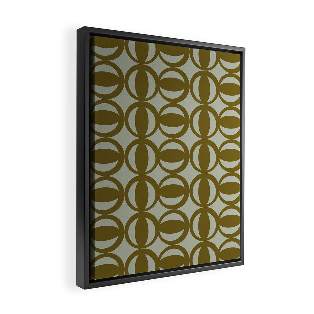 Retro Orbit Brown Olive - Mid Century Modern Geometric Framed Canvas Print Gallery Image 2