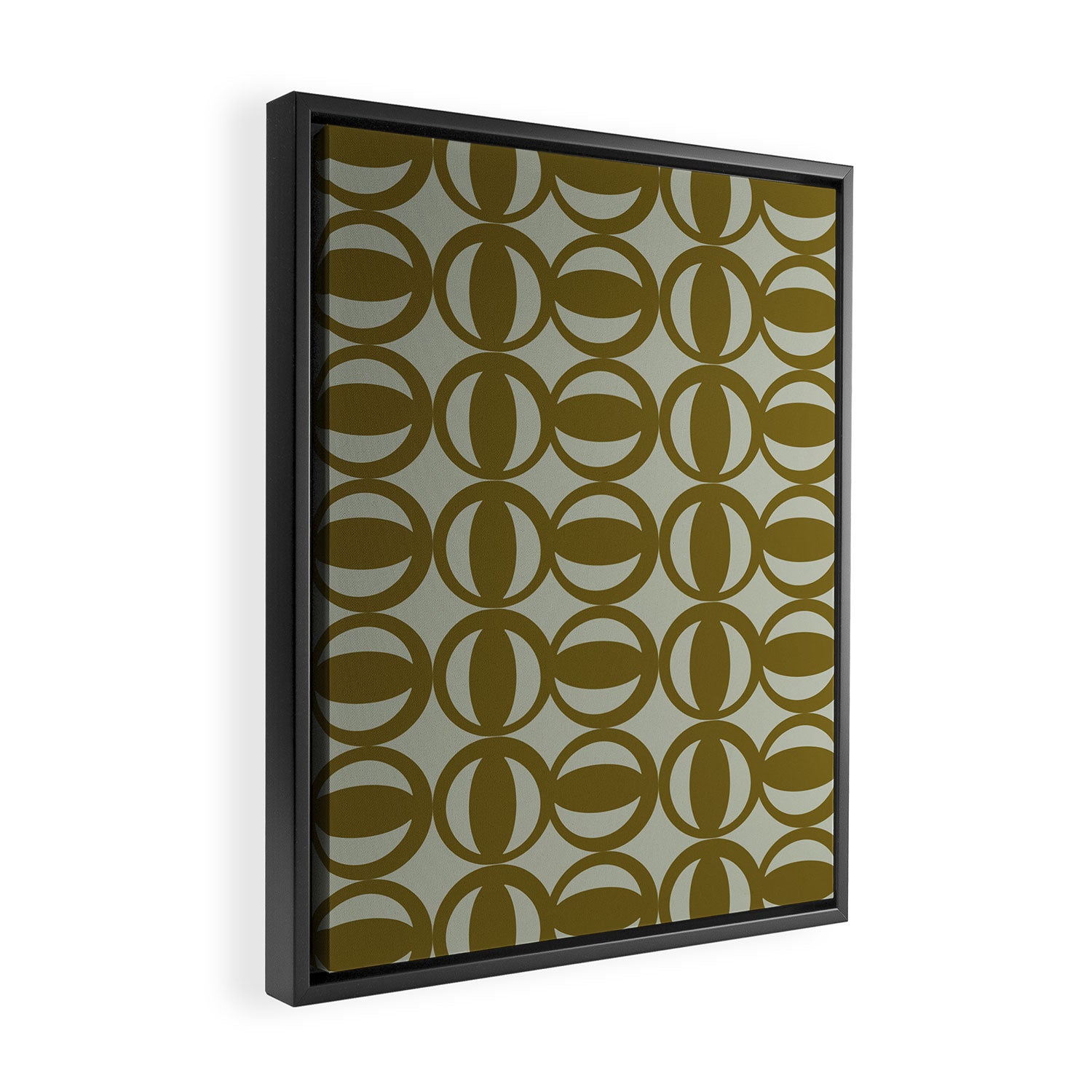 Retro Orbit Brown Olive - Mid Century Modern Geometric Framed Canvas Print Gallery Image 2