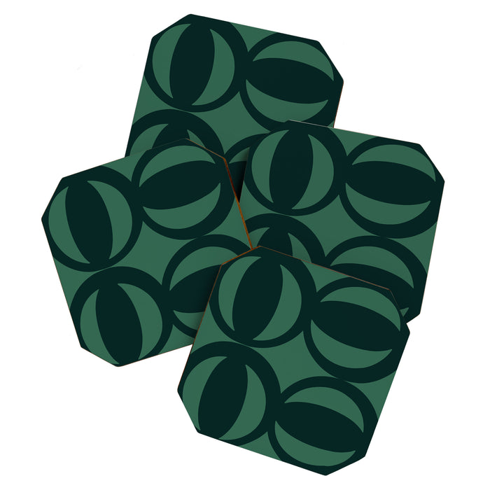Retro Orbit Forest Green - Mid Century Modern Geometric Coaster Gallery Image 1